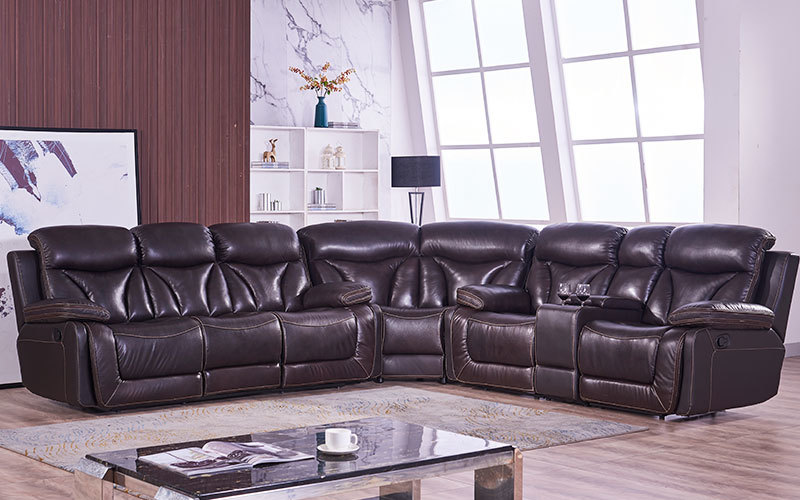 Leather Living Room Furniture Corner Sofa Sets With Consoles Wholesale