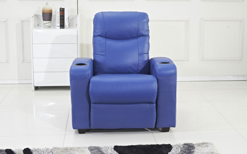 Blue Top-Grain Leather Home Theater Recliner Sofa Wholesale