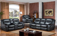 Big Black Sectional Leather Living Room Recliner Sofa Sets Wholesale